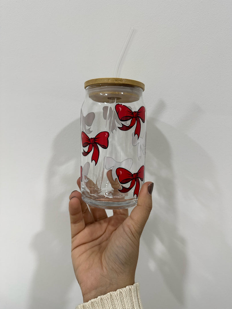 Rote Schleife Trinkglas