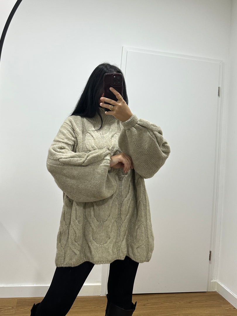 Zopfmuster Pullover Beige