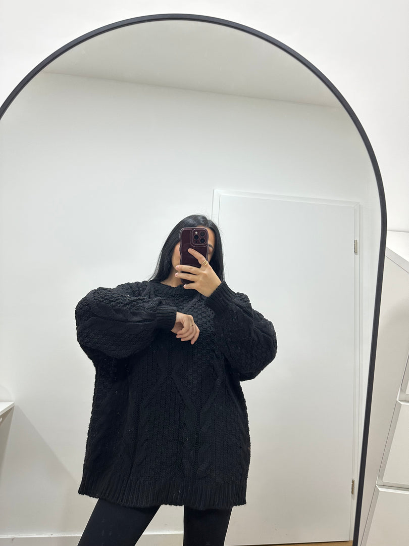 Oversize Strickpullover Schwarz